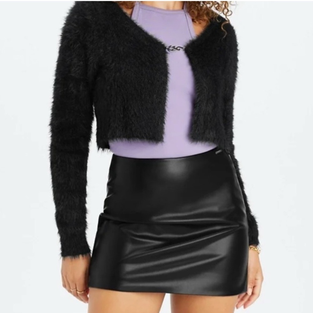 Fabletics Vegan Leather Mini Skirt in Black